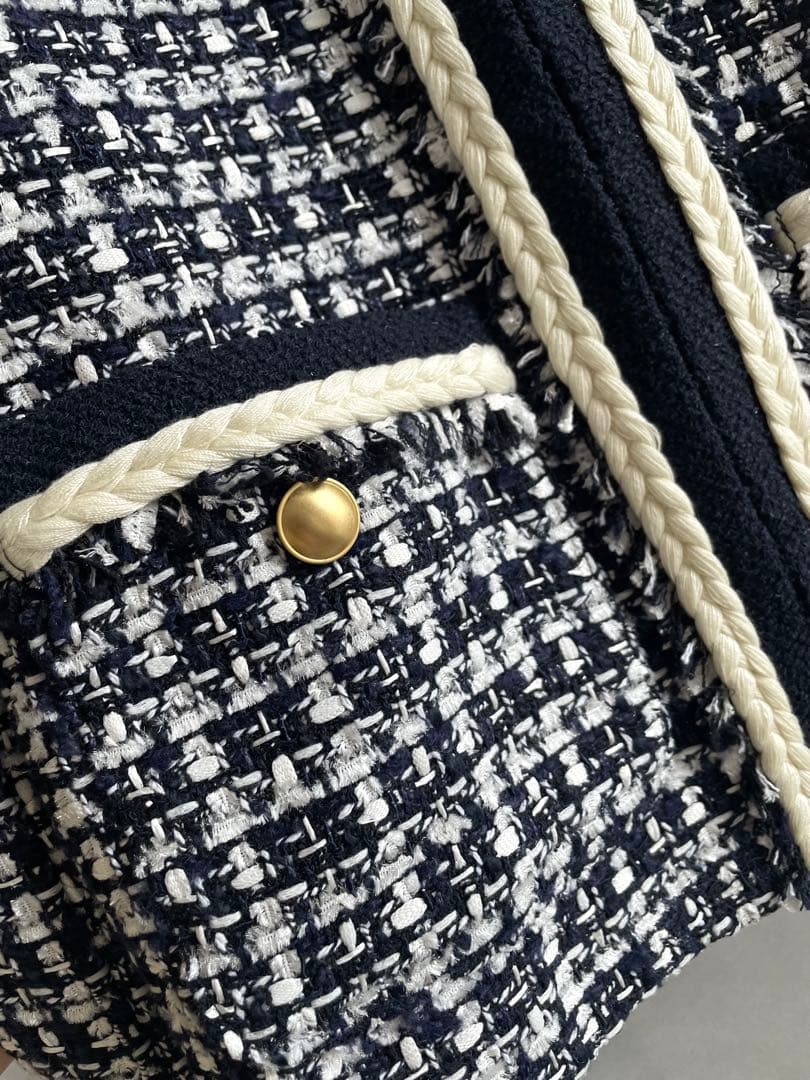 極美品✨ジャスグリッティー 25SS ツイードジャケット　紺　サイズ1