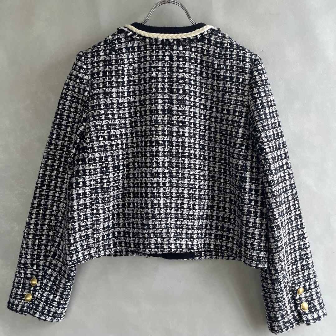 極美品✨ジャスグリッティー 25SS ツイードジャケット　紺　サイズ1