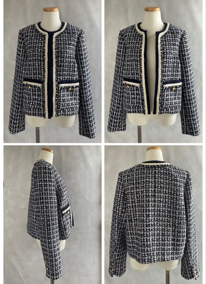 極美品✨ジャスグリッティー 25SS ツイードジャケット　紺　サイズ1