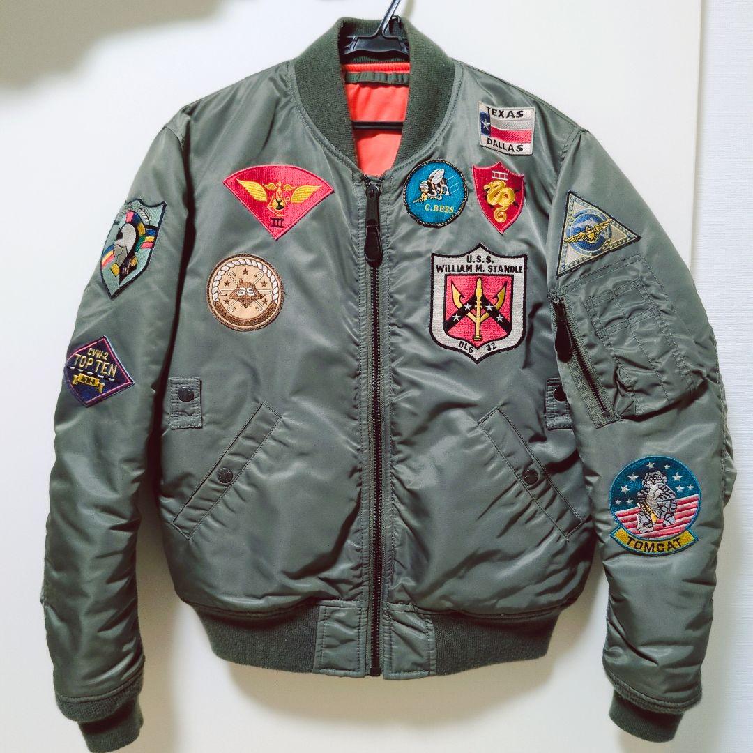 AVIREX　MA-1 トップガンワッペン　Ｌ　カーキ　フライトジャケット