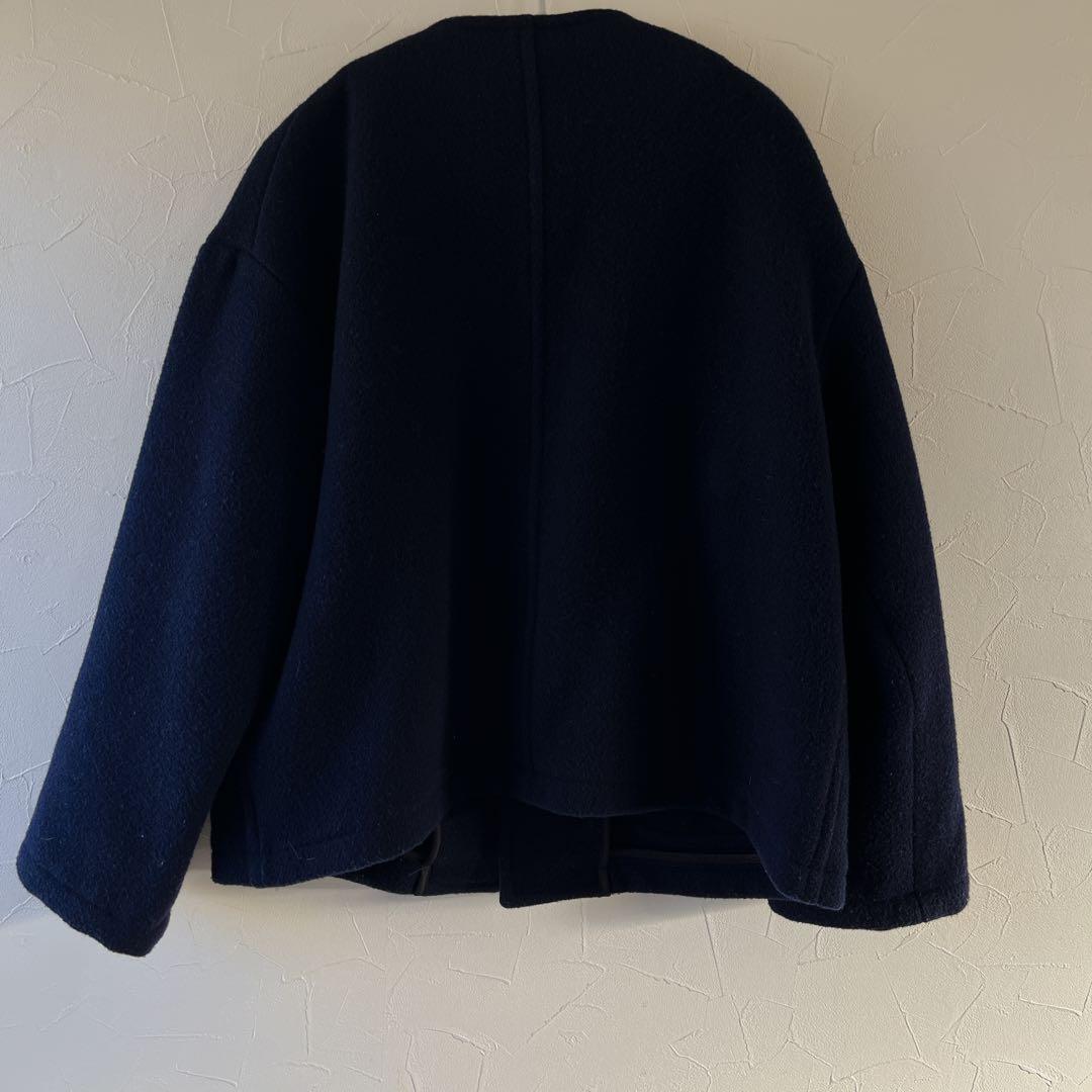 本日中DANTON ダントンノーカラージャケット　コート38ネイビー