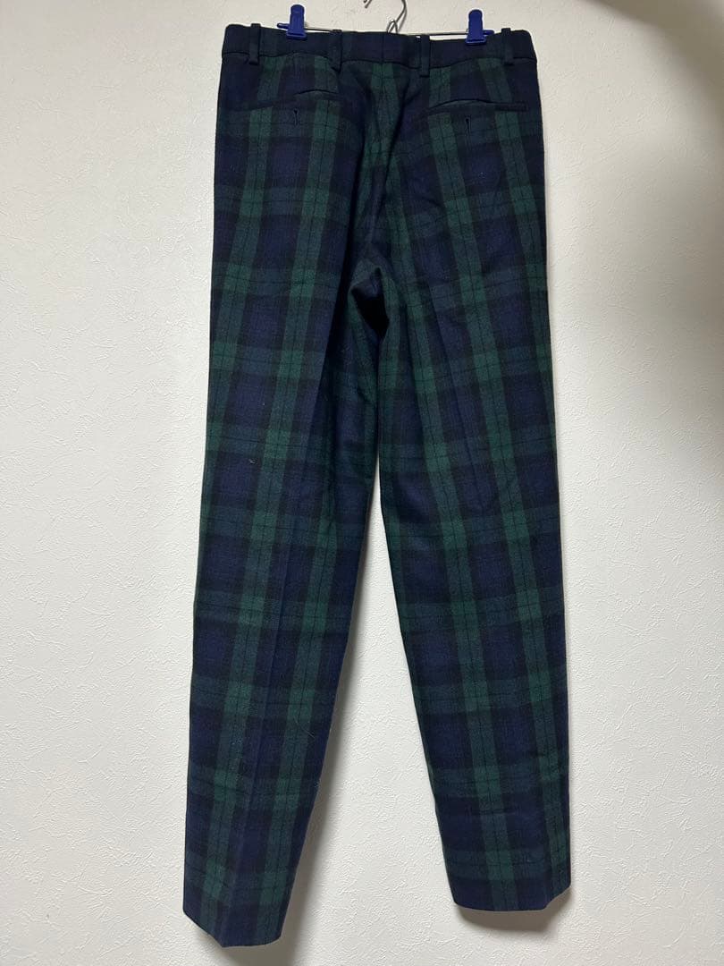 BERNARD ZINS チェック柄スラックス ネイビー/グリーン