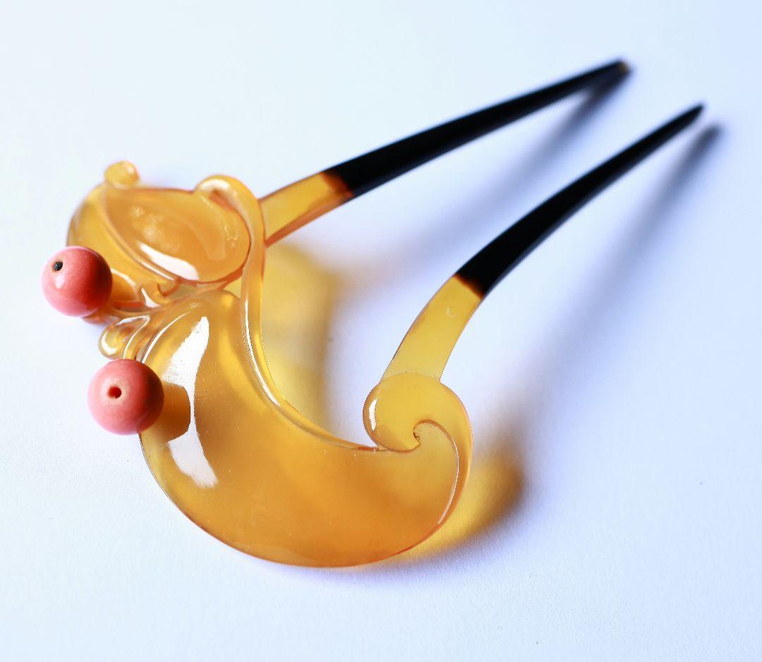 な*な様 絶品！ アンティーク かんざし 珊瑚 赤珊瑚 本べっ甲