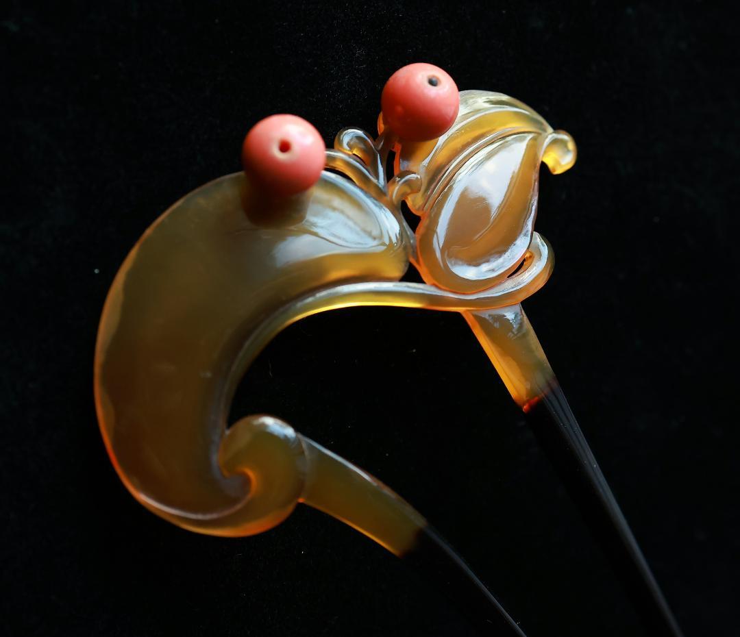 な*な様 絶品！ アンティーク かんざし 珊瑚 赤珊瑚 本べっ甲