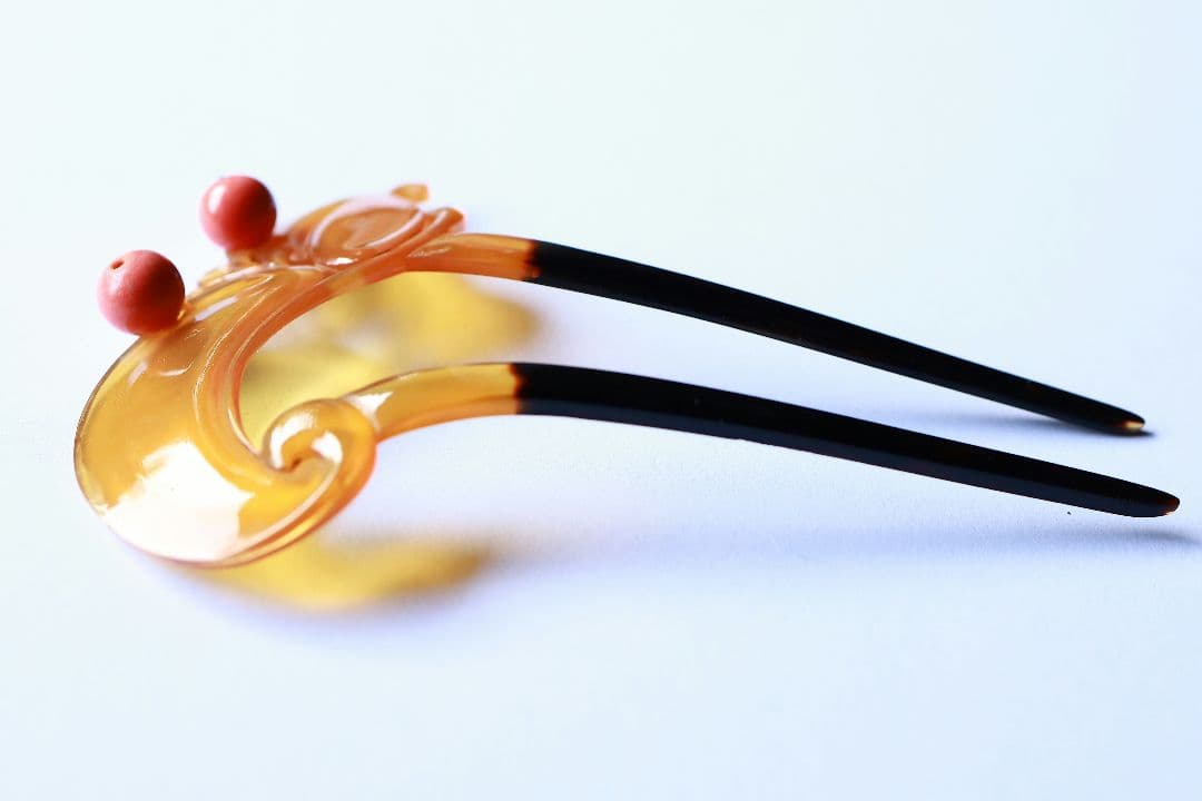 な*な様 絶品！ アンティーク かんざし 珊瑚 赤珊瑚 本べっ甲