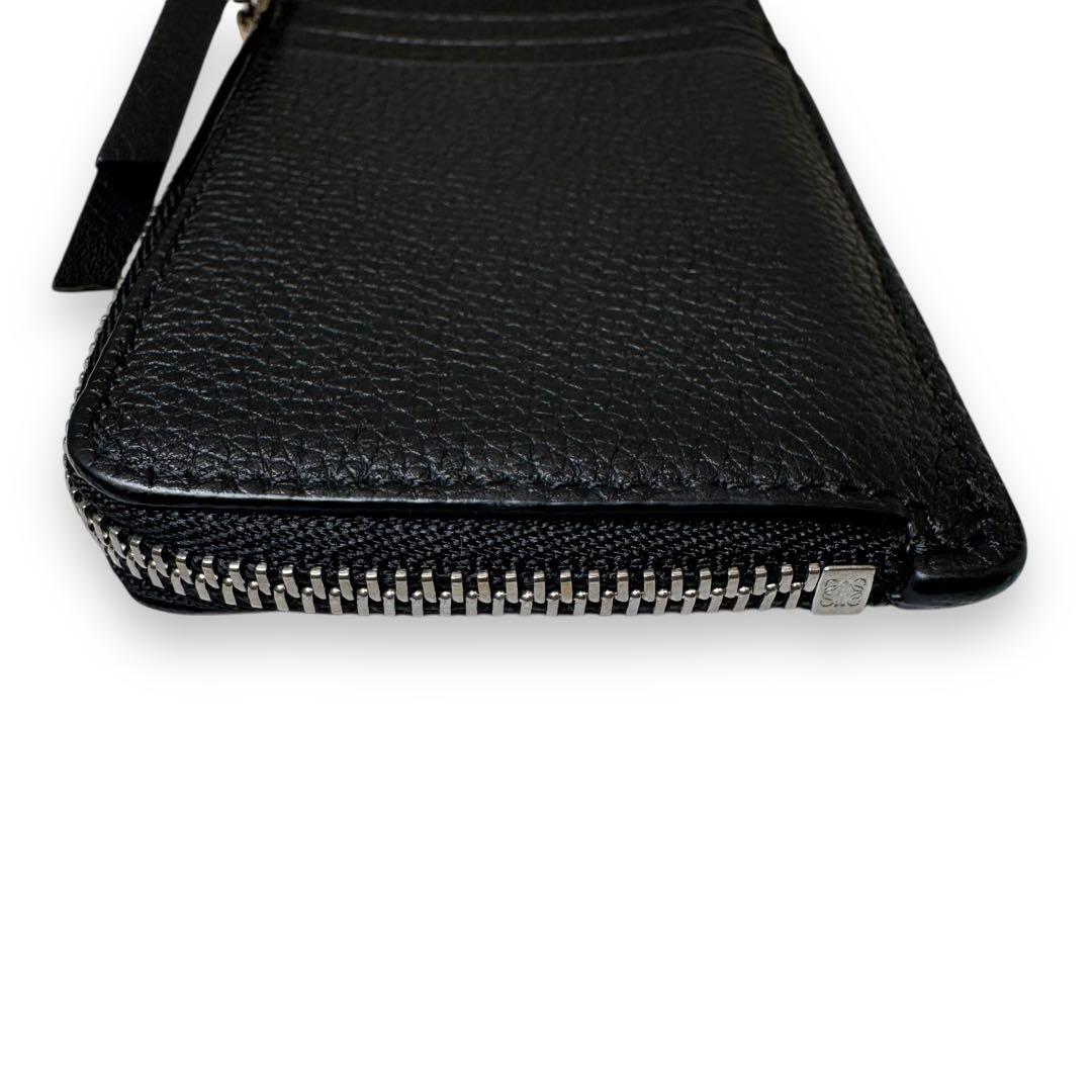 極美品■ロエベ アナグラム型押し コンパクトウォレット カードケース 黒 箱付き