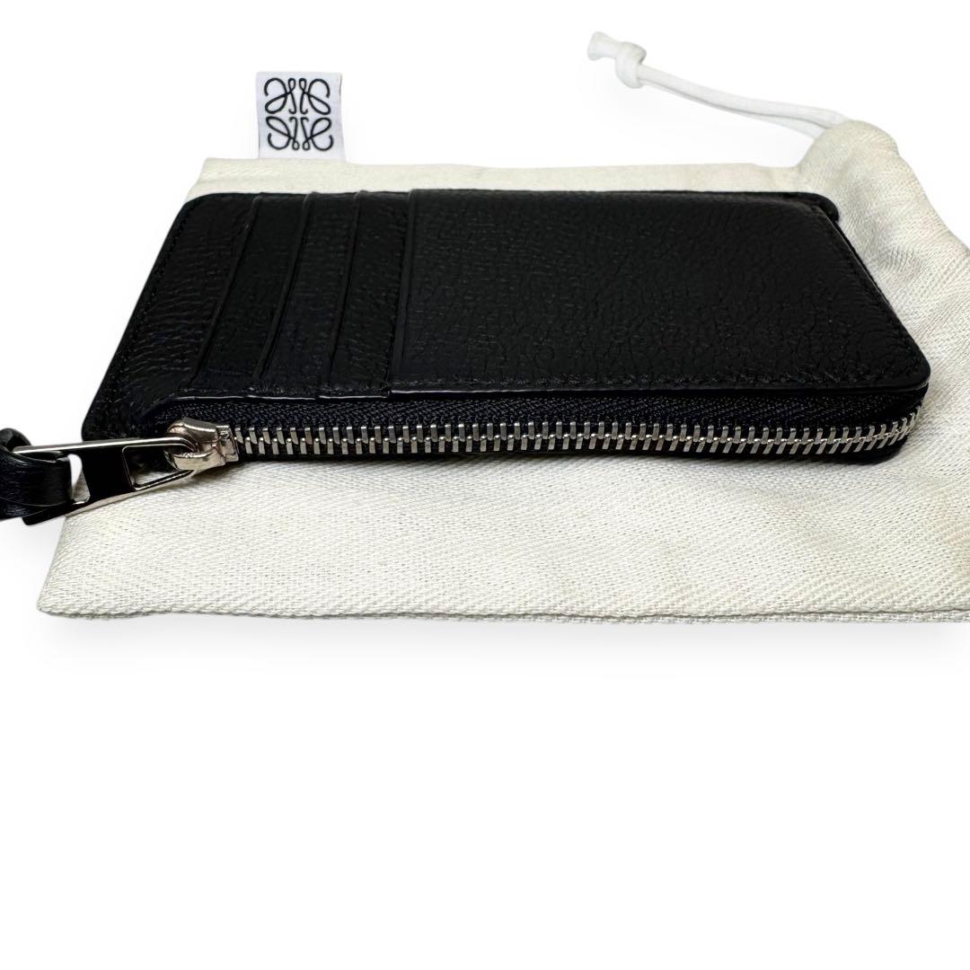 極美品■ロエベ アナグラム型押し コンパクトウォレット カードケース 黒 箱付き