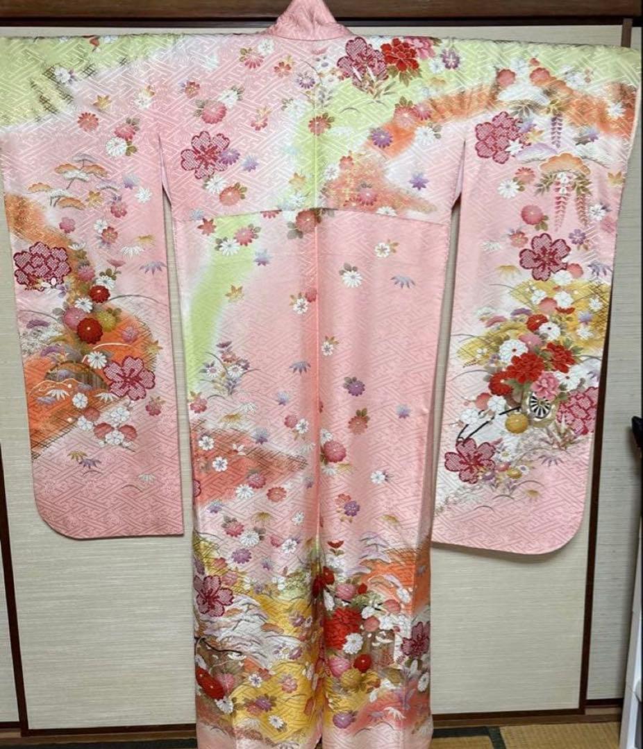 ピンク 花車 振袖 身丈162