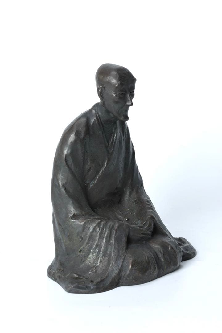 桝澤清 作 良寛禅師像 在銘 共箱 栞付き 銅 置物 古美術品 骨董品