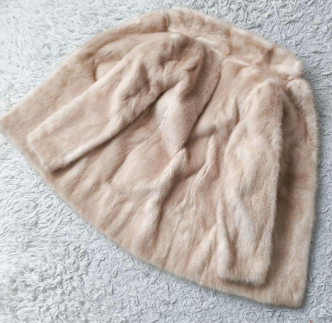 【美品 高級◎】総丈74 パステルミンク 毛皮 デミバフ ファーコート