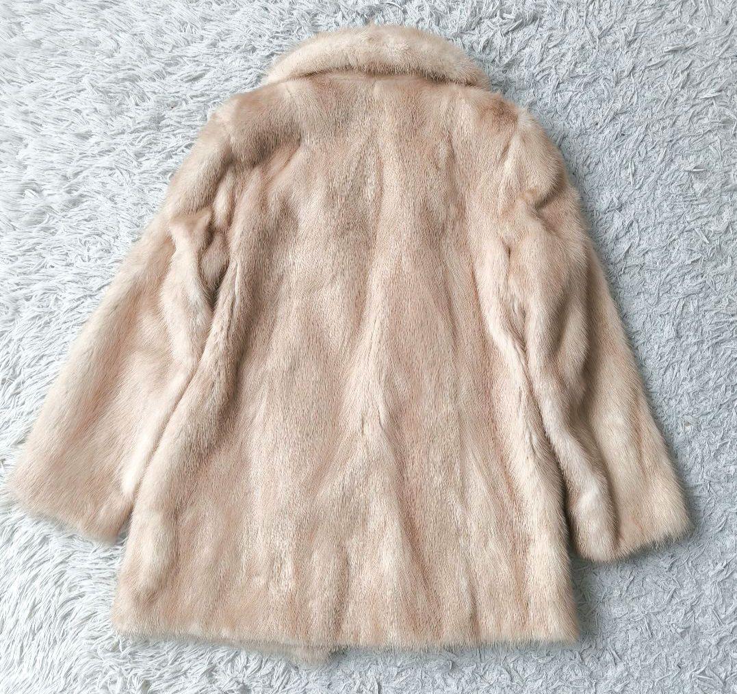 【美品 高級◎】総丈74 パステルミンク 毛皮 デミバフ ファーコート