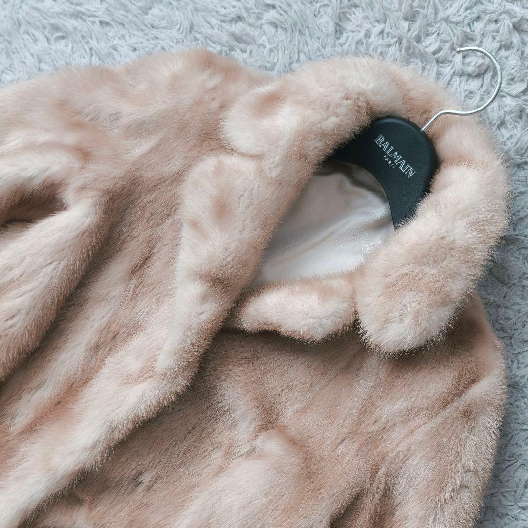 【美品 高級◎】総丈74 パステルミンク 毛皮 デミバフ ファーコート