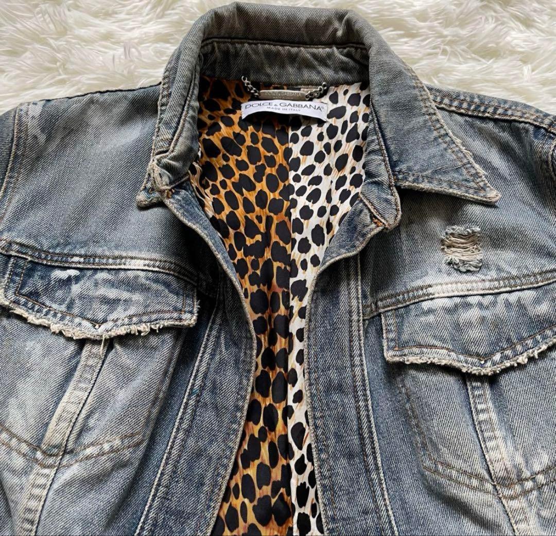 ドルチェアンドガッパーナ レオパード柄 デニムジャケット