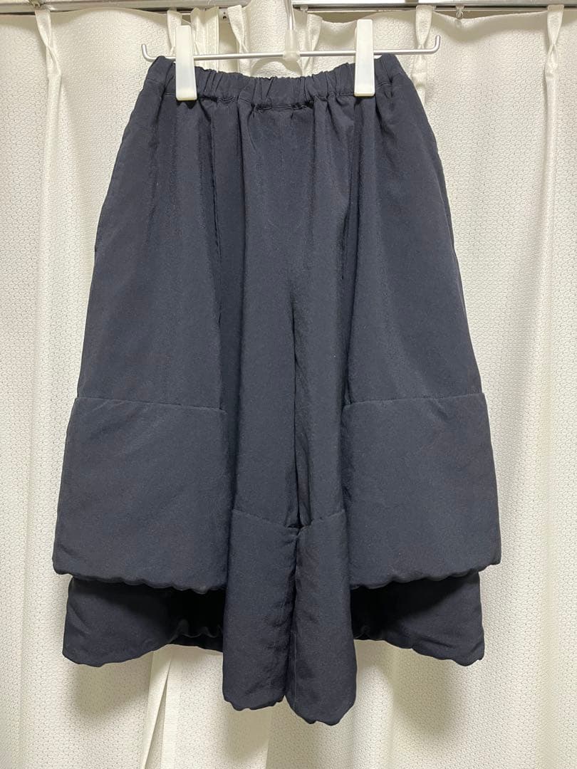 コムコム 縮絨スカートパンツ 濃紺