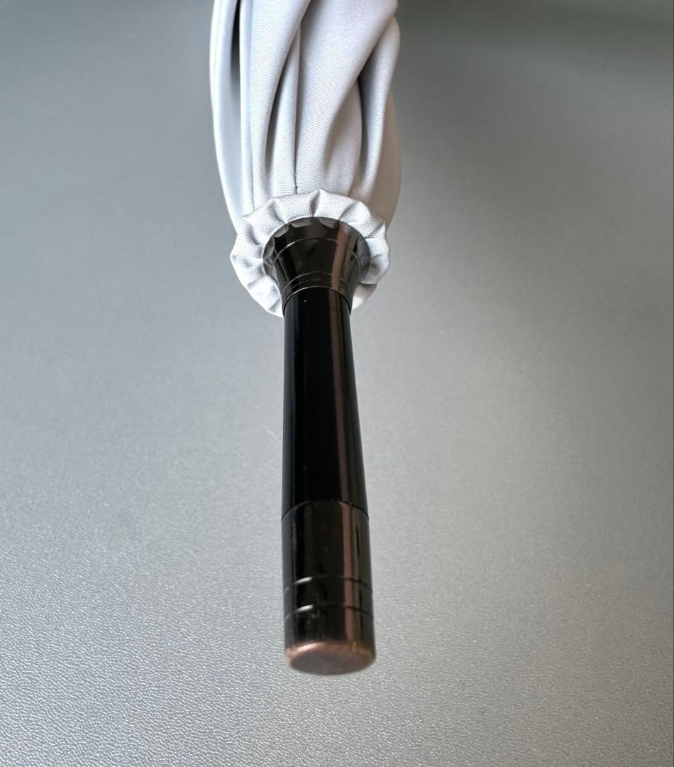 サンバリア100 日傘　長傘　完全遮光　フリル　無地　白　M