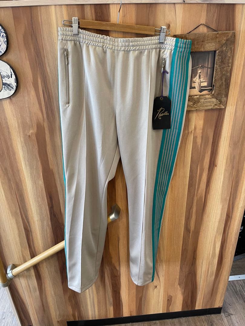 Needles トラックパンツ ベージュ/ターコイズ ナローサイズL