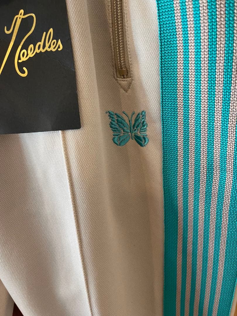 Needles トラックパンツ ベージュ/ターコイズ ナローサイズL
