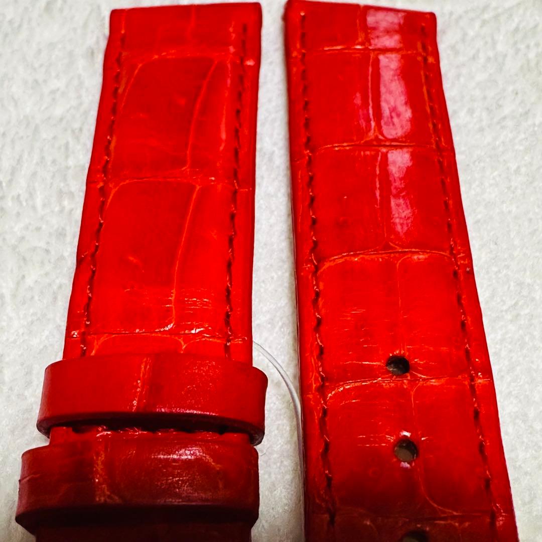 6545#18mm-16mmオレンジレッド★本物クロコダイル腕時計用ベルト