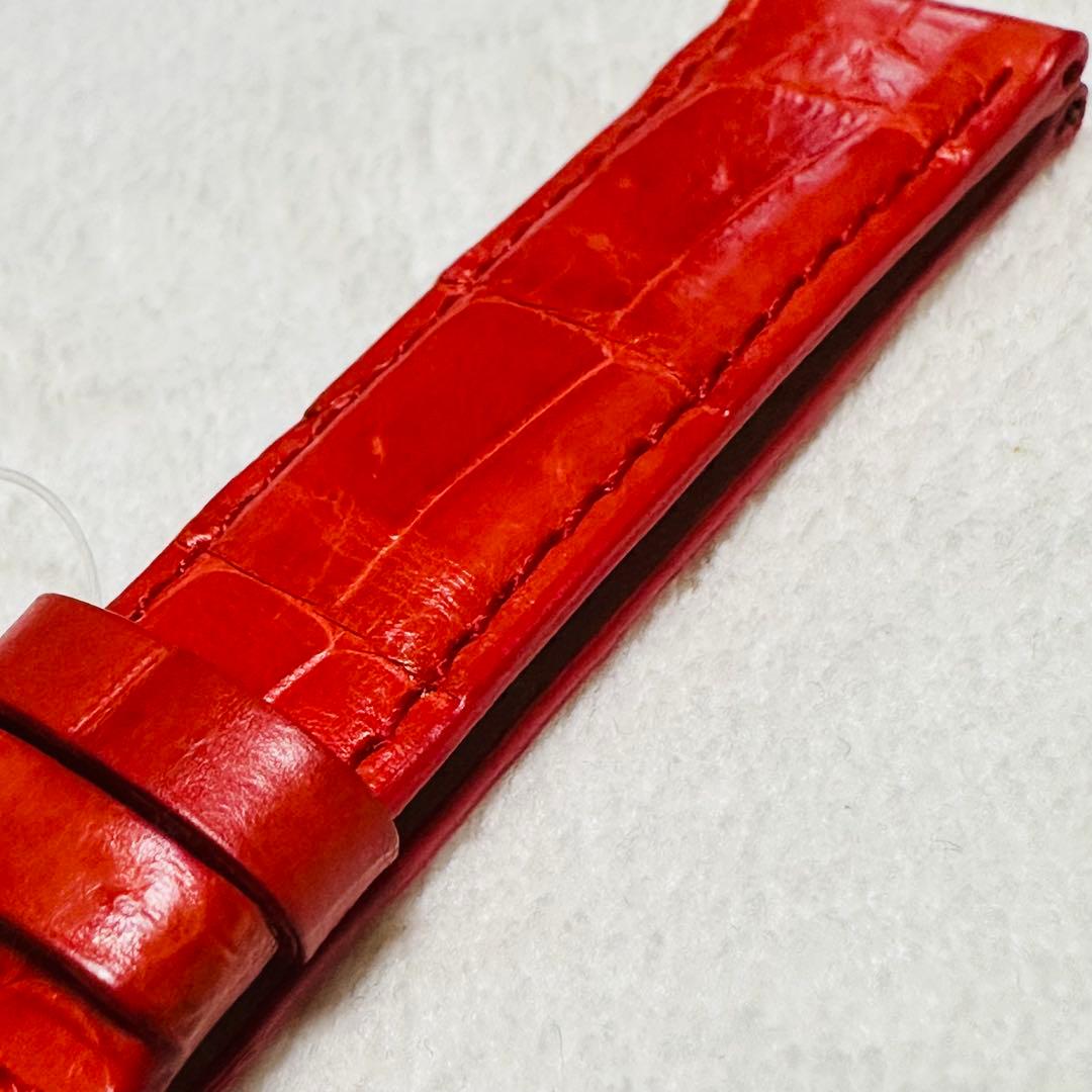 6545#18mm-16mmオレンジレッド★本物クロコダイル腕時計用ベルト
