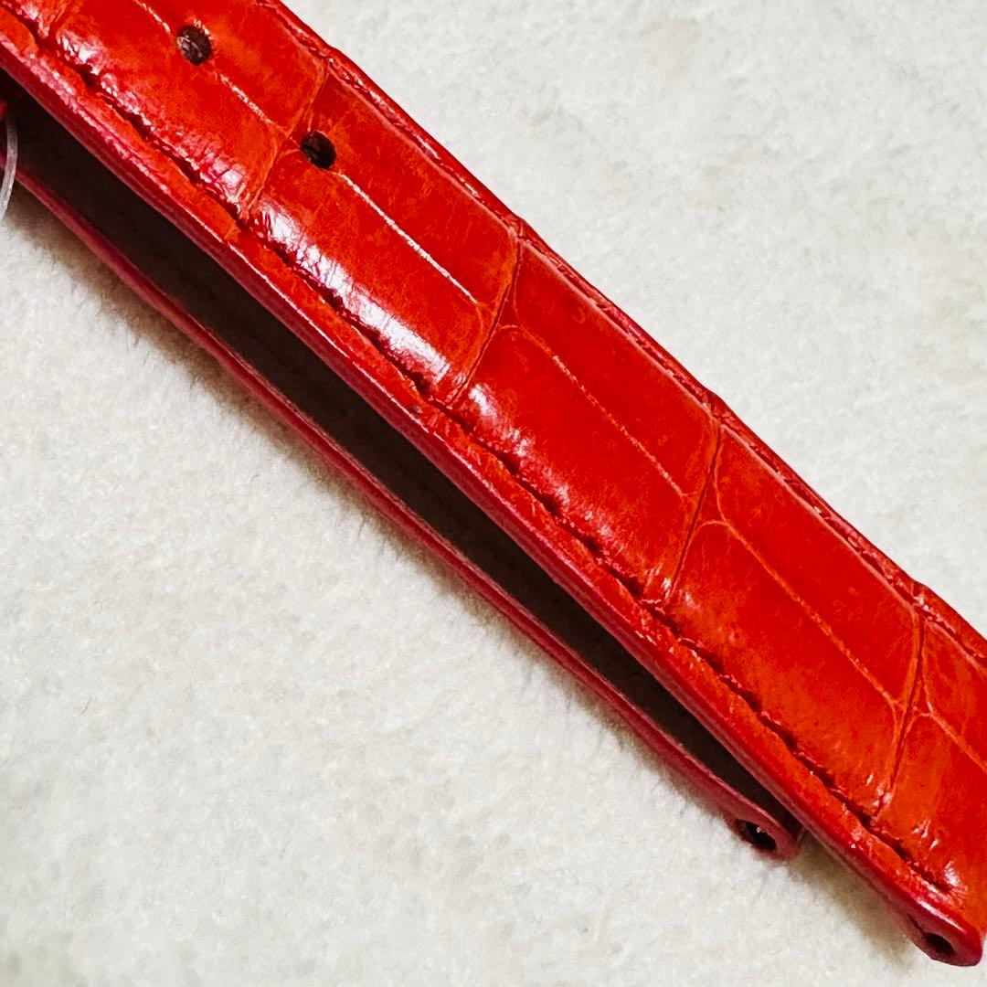 6545#18mm-16mmオレンジレッド★本物クロコダイル腕時計用ベルト