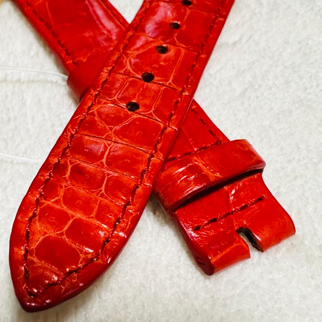 6545#18mm-16mmオレンジレッド★本物クロコダイル腕時計用ベルト