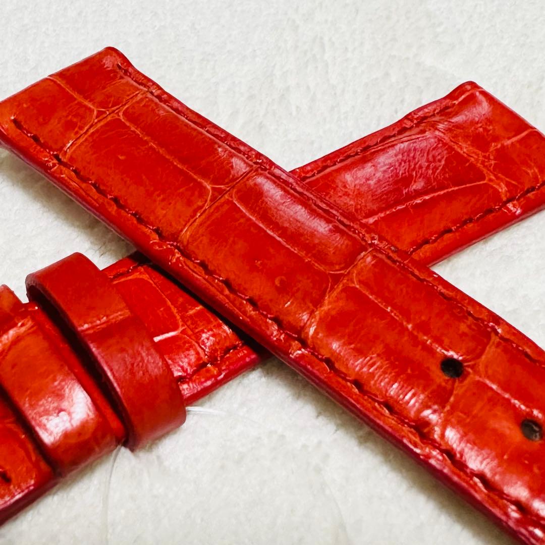6545#18mm-16mmオレンジレッド★本物クロコダイル腕時計用ベルト