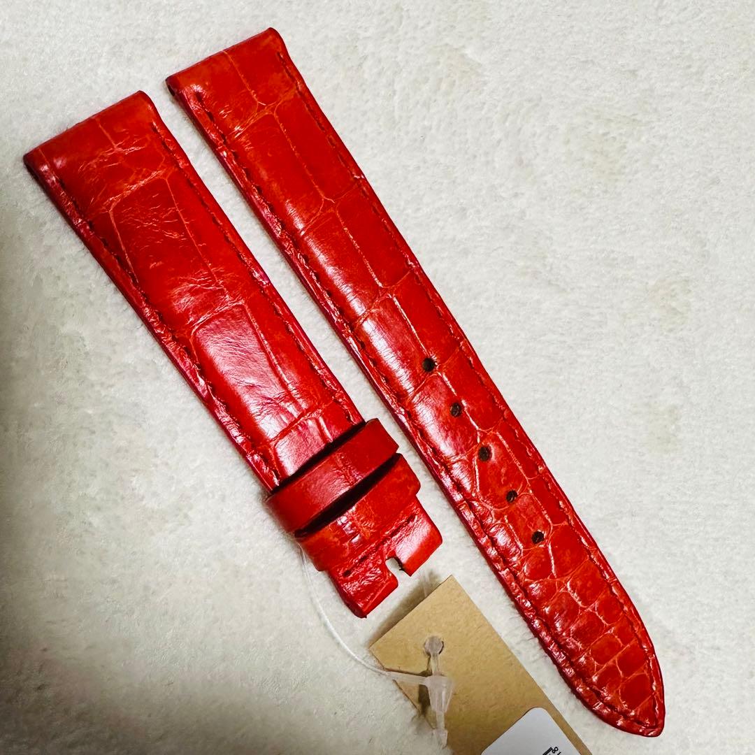 6545#18mm-16mmオレンジレッド★本物クロコダイル腕時計用ベルト