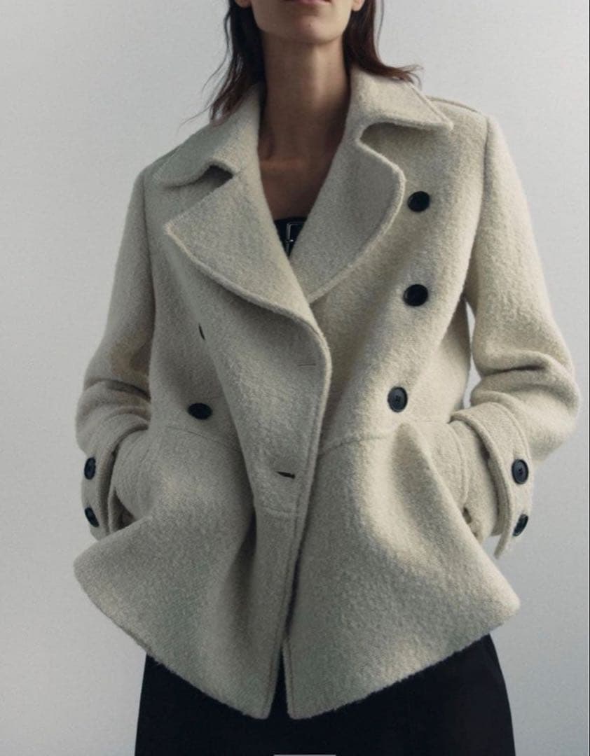 ほぼ未使用【ZARA】ウール混ブークレコートZW Collection XS