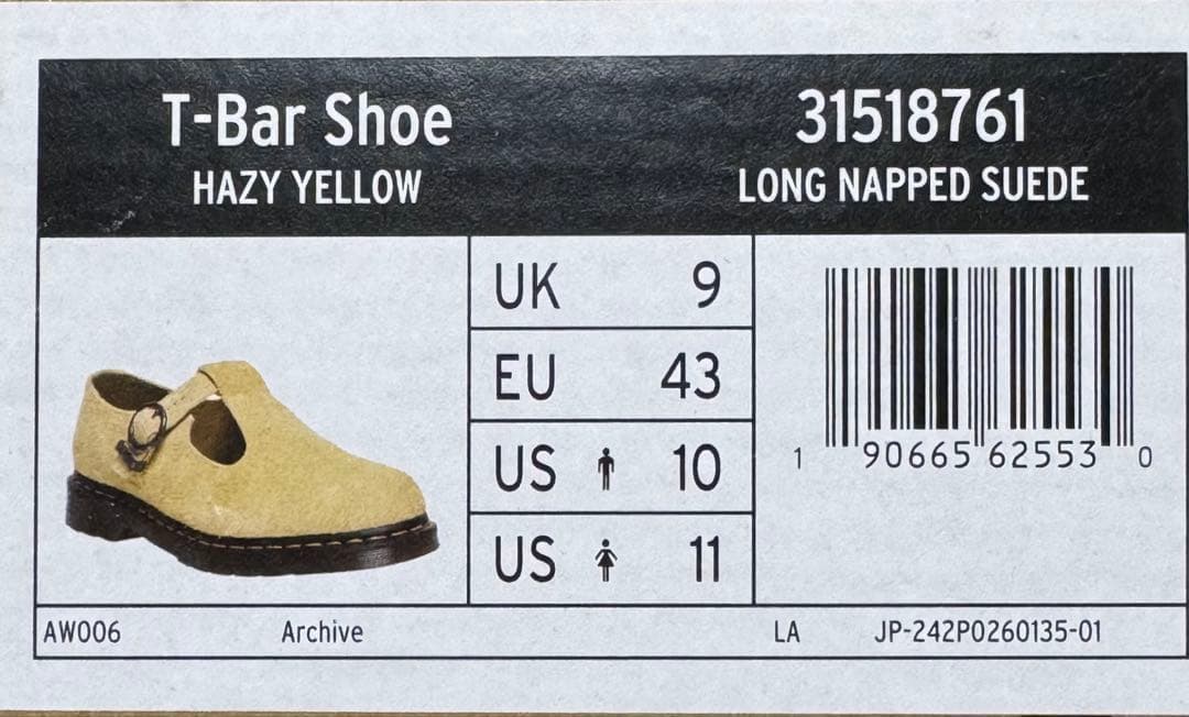 終了間近　Dr. Martens T-BAR SHOE UK9 新品未使用