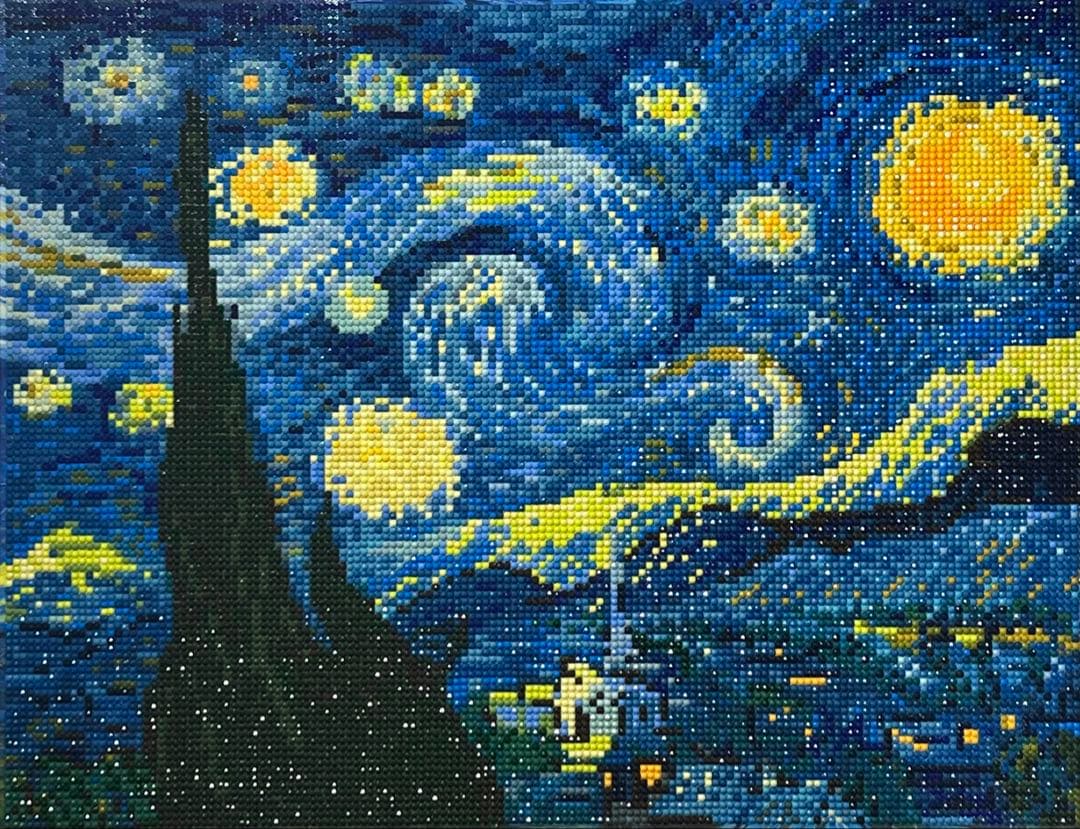 ゴッホの『星月夜』ダイヤモンドアート完成品
