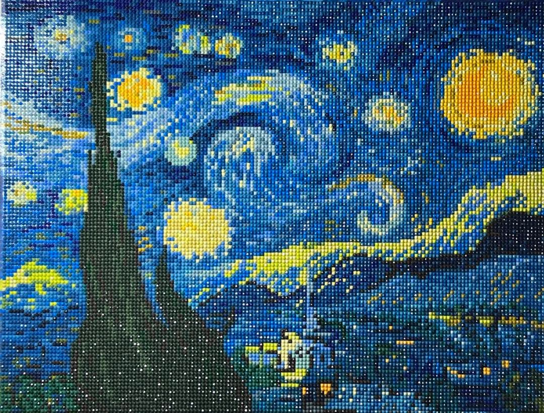 ゴッホの『星月夜』ダイヤモンドアート完成品