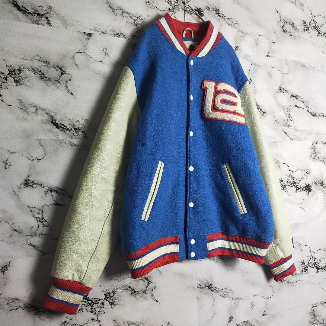 【牛革】XLARGE スタジャン L 袖レザー パイルロゴ 激レア 本革