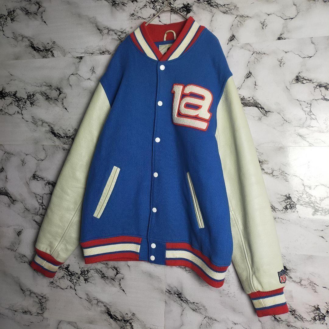 【牛革】XLARGE スタジャン L 袖レザー パイルロゴ 激レア 本革