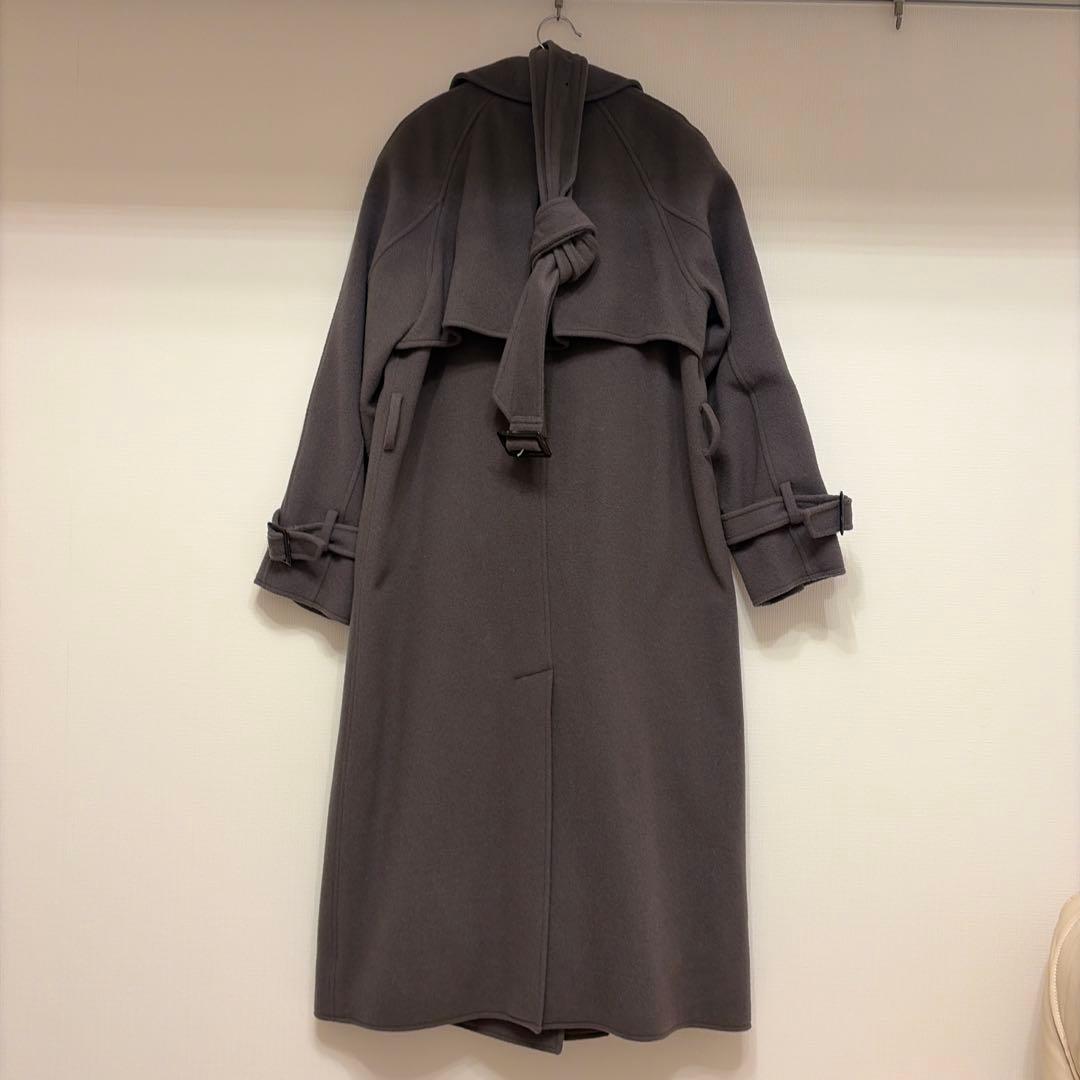 グレージュ トレンチコート ダブルブレスト ベルト付き