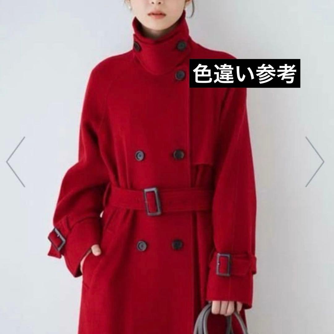 グレージュ トレンチコート ダブルブレスト ベルト付き