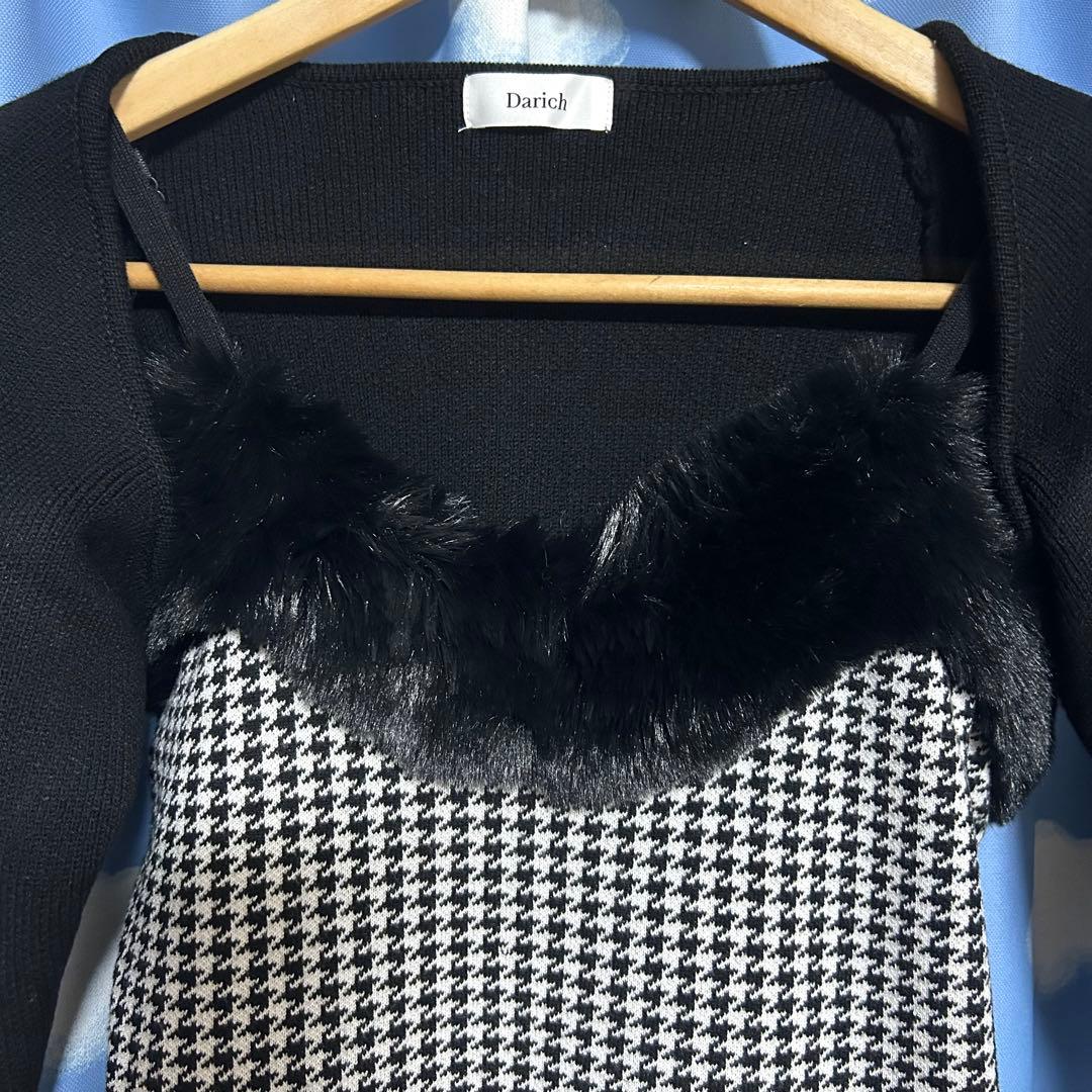 Darich ダーリッチ アンサンブルチェックニットロングワンピース FREE