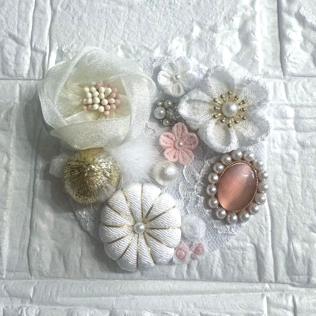 刺繍レースの重ね衿　フリル半衿　正絹帯揚げ　正絹帯締め　付け袖　11点フルセット