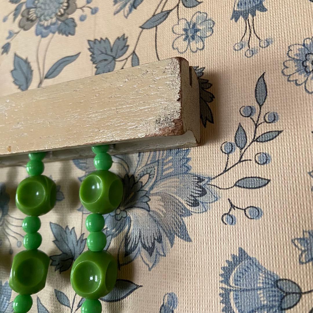 昭和レトロ　ビーズのれん　レトログリーン　当時物　レトロポップ