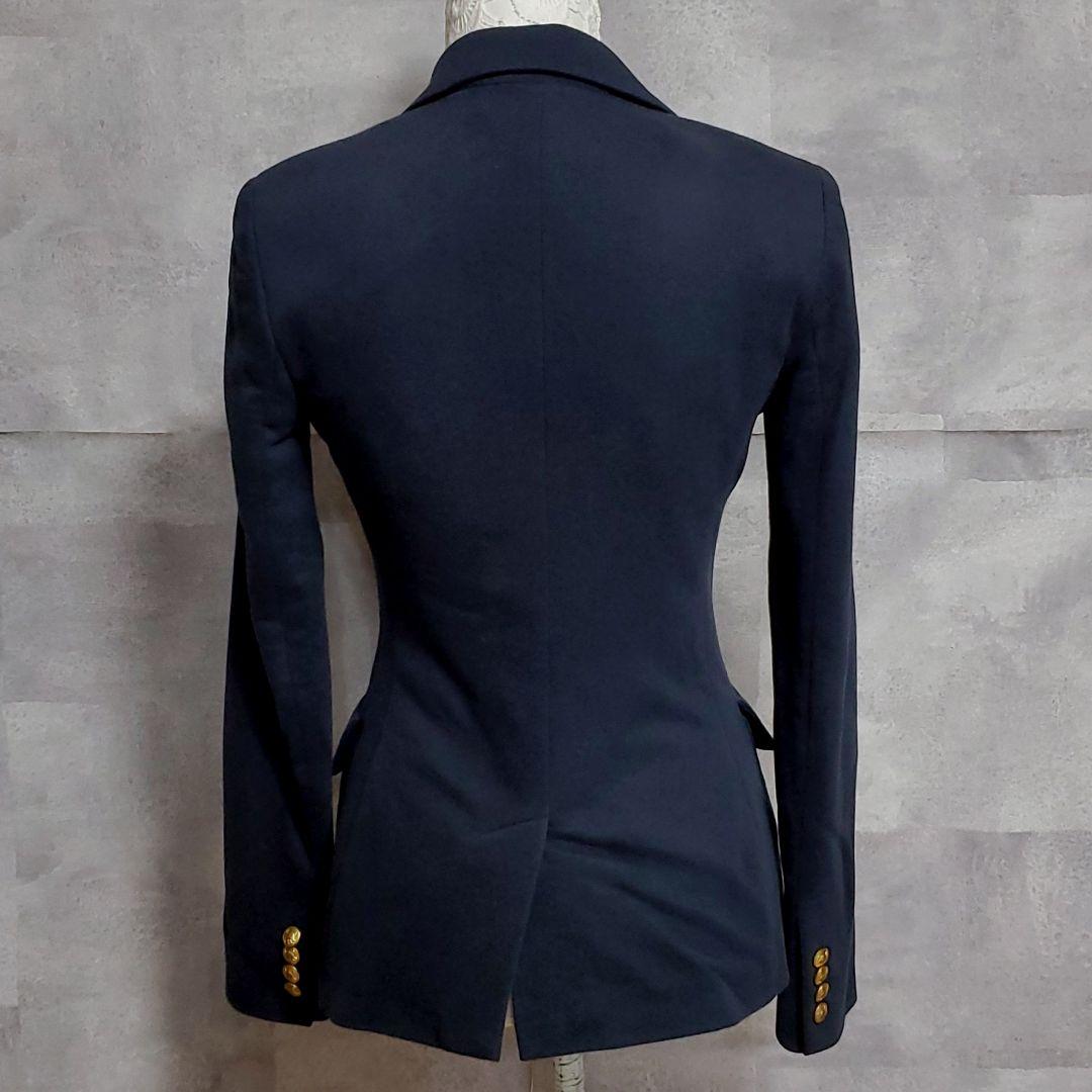 美品 M ポロラルフローレン エンブレム刺繍ワンポイント ブレザー 紺 金ボタン
