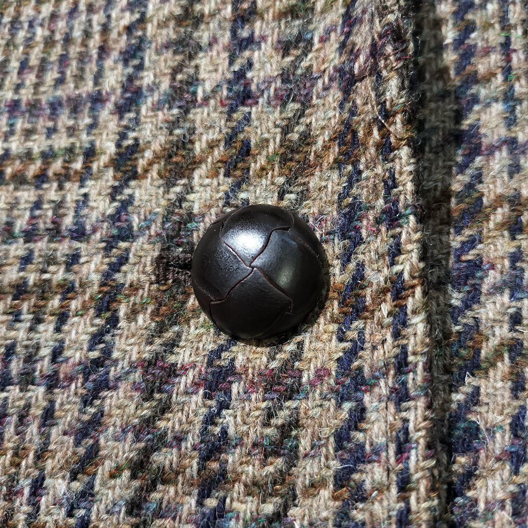 イヴサンローラン　ウール 牛革 ガンクラブチェック テーラードジャケット