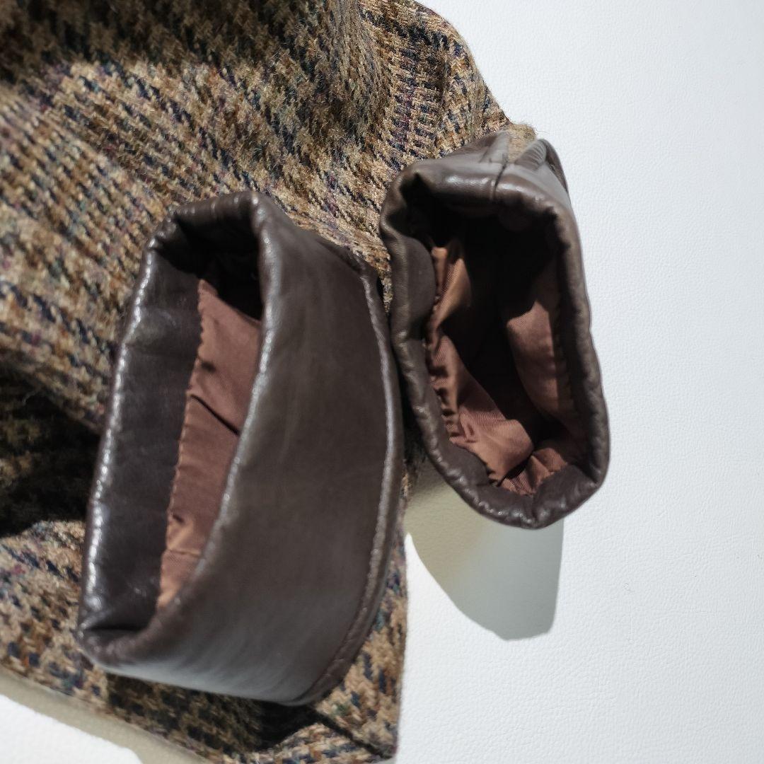 イヴサンローラン　ウール 牛革 ガンクラブチェック テーラードジャケット