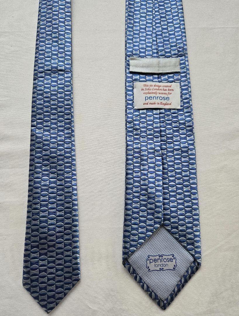最上級　penrose ペンローズ　ブルー　モザイク　美しいネクタイ
