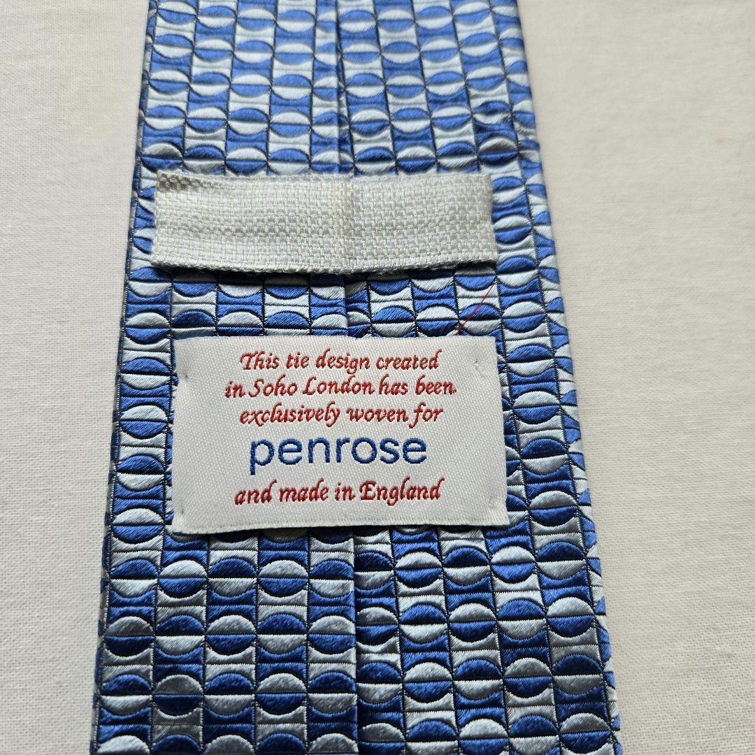 最上級　penrose ペンローズ　ブルー　モザイク　美しいネクタイ