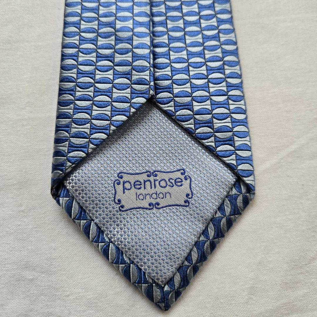 最上級　penrose ペンローズ　ブルー　モザイク　美しいネクタイ