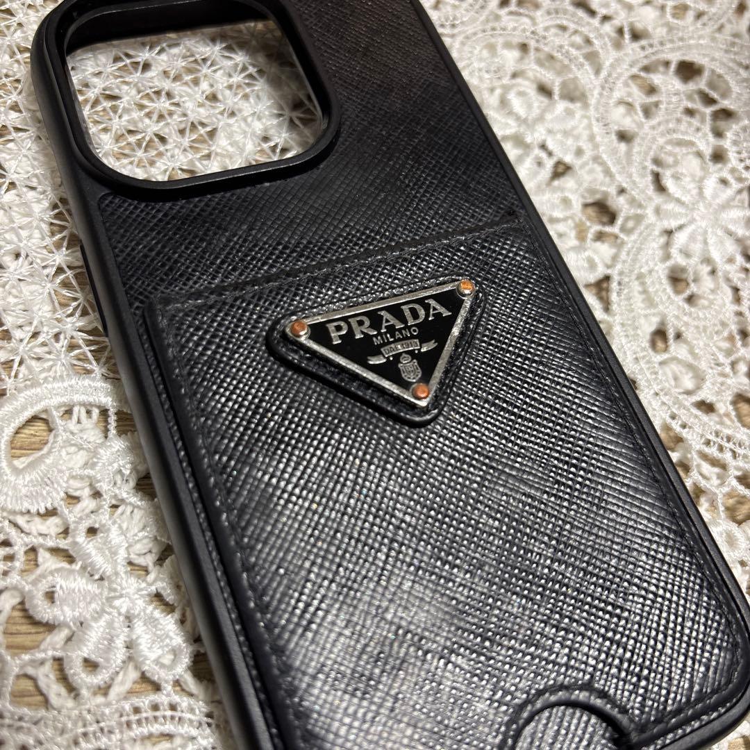 PRADA iPhone15pro ブラックレザー iPhone用ケース