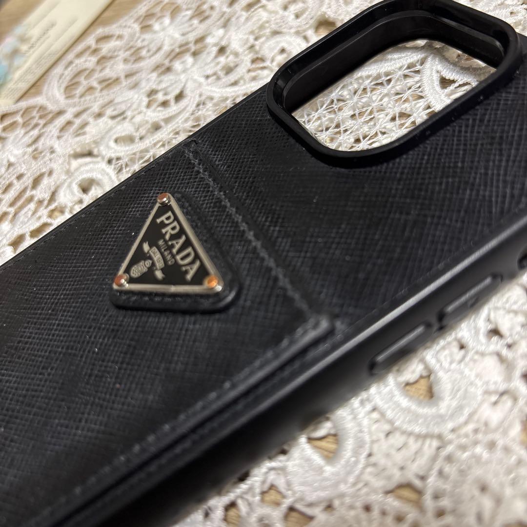 PRADA iPhone15pro ブラックレザー iPhone用ケース