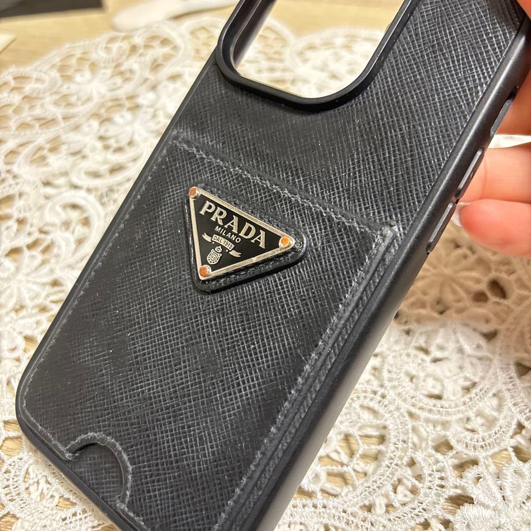 PRADA iPhone15pro ブラックレザー iPhone用ケース