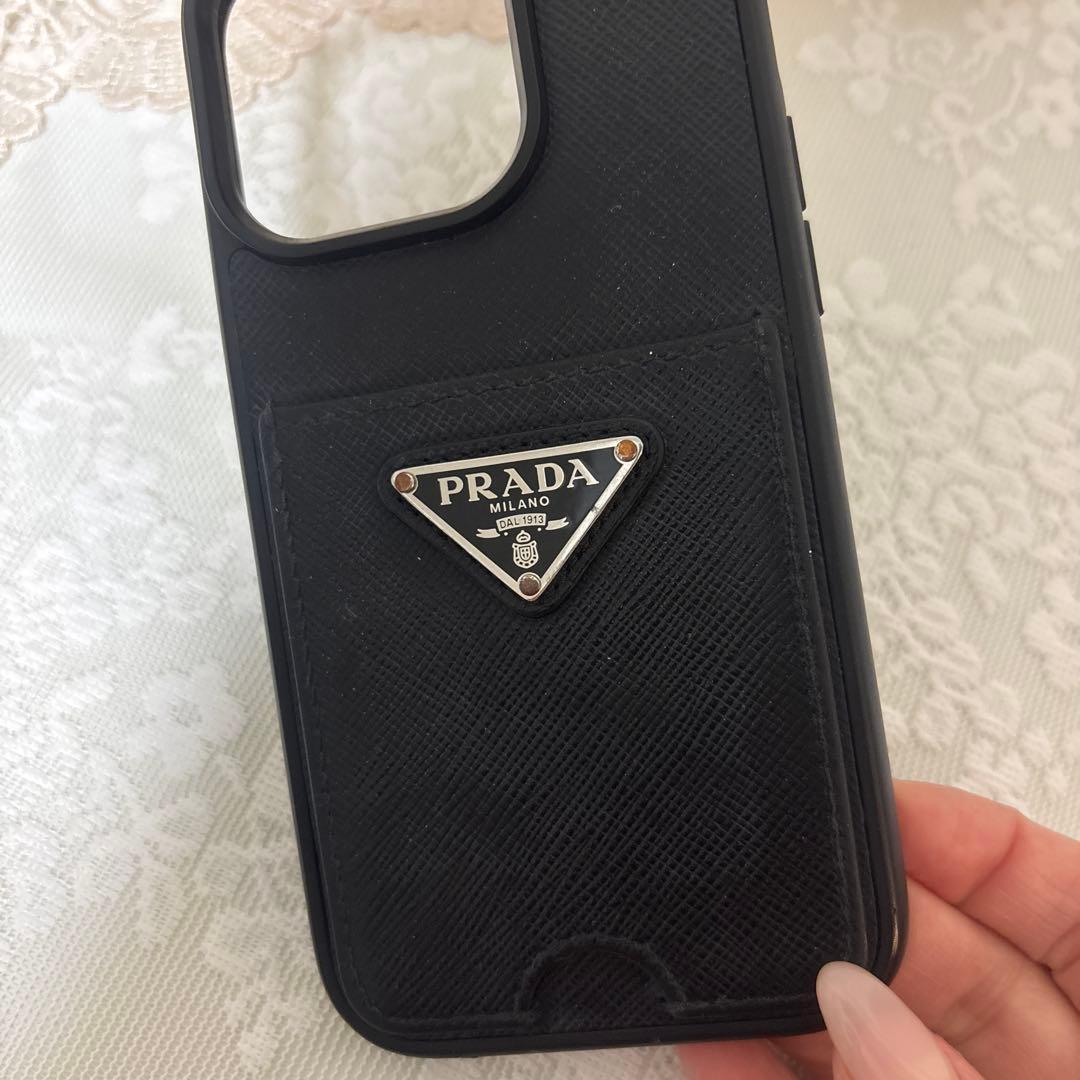 PRADA iPhone15pro ブラックレザー iPhone用ケース