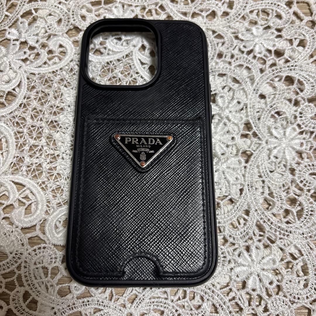 PRADA iPhone15pro ブラックレザー iPhone用ケース