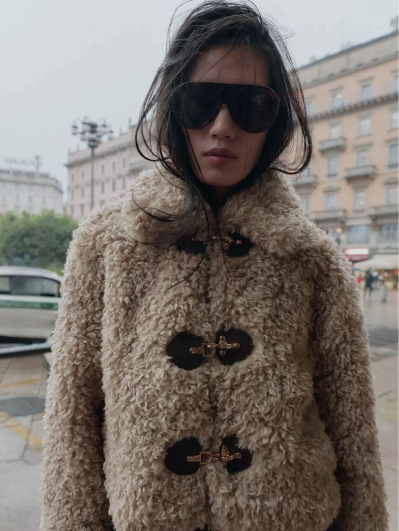 【完売品】ZARA トグルボタン フェイクファージャケット S